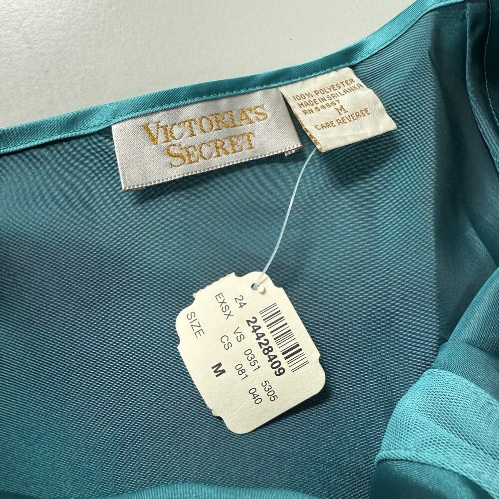 NWT Vintage Victoria’s Secret Gold Label Turquoise Satin Slip Dress Y2K 90s M - Picture 5 of 8